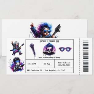 Convite Ingresso de Show de Música Cool Rock On 1º Anivers