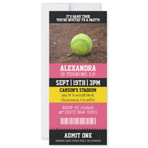 Ingresso de Softbol Rosa Festa de Aniversário