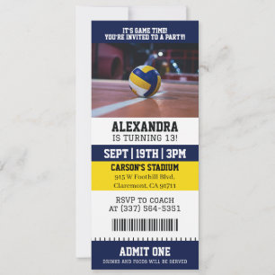 Convite Ingresso de Volei de Aniversário