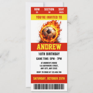 Convite Ingresso Digital Pessoal de Futebol para aniversár