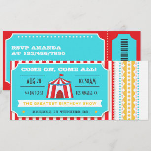 Convite Ingresso do Circo Retrô para Festa de Aniversário