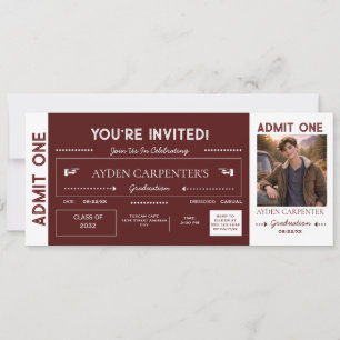 Convite Ingresso Falso de Formatura Maroon & White
