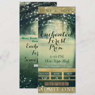 Convite Ingresso para a Festa VIP Prom Verde Azul da Flore
