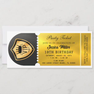 Convite Ingresso para Festa Black & Gold