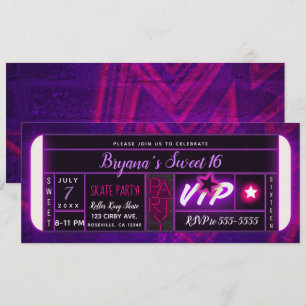 Convite Ingresso para Festa de Aniversário com Luz Negra R