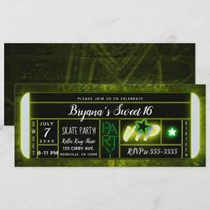 Convite Ingresso para Festa de Aniversário Green & Black L