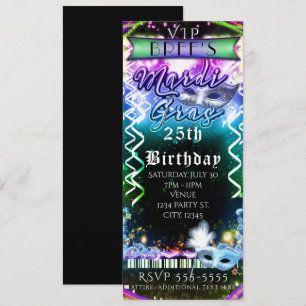 Convite Ingresso para Festa de Aniversário VIP Mardi Gras 