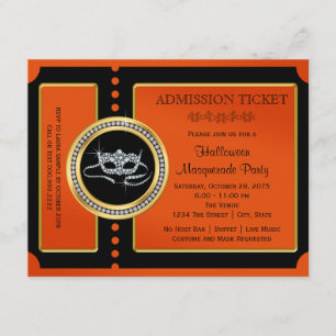 Convite Ingresso para Festa de Mascarada de Halloween