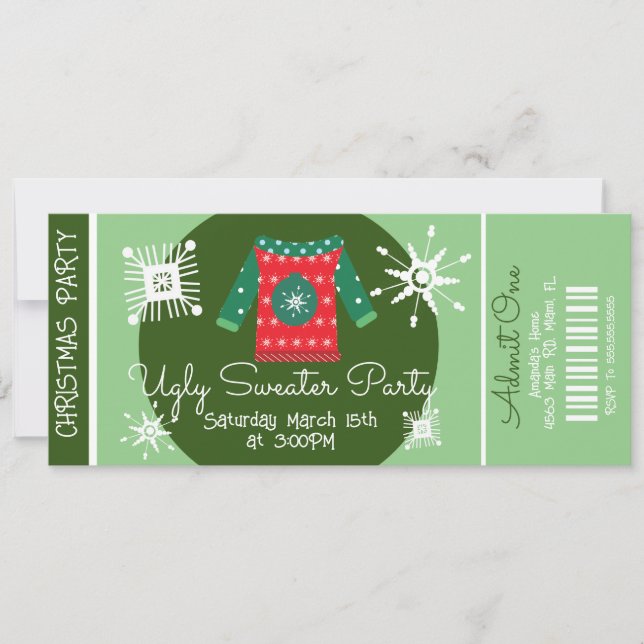 Convite Ingresso para Festa de Natal de Suéter Feio no Esc (Frente)