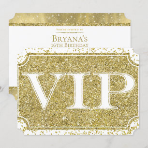Convite Ingresso para Festa VIP Glamour com Confete Brilha