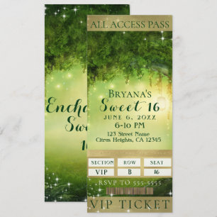 Convite Ingresso para Festa VIP Sweet 16 da Floresta Verde
