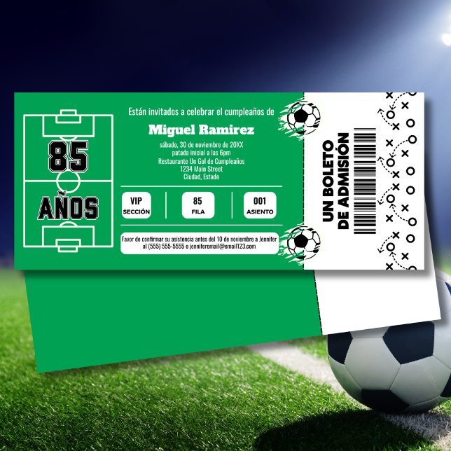 Convite Ingresso para Jogo de Futebol Espanhol para Festa  (Criador carregado)