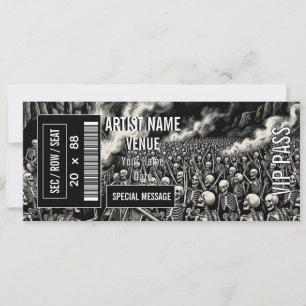 Convite Ingresso para o Show de Rock do Esqueleto Hallow