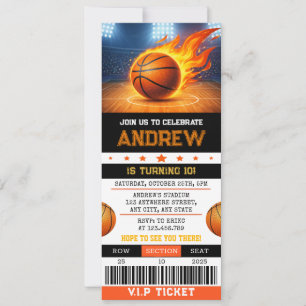 Convite Ingresso Personalizado de Basquetebol Moderno de A