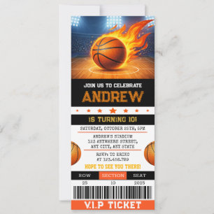 Convite Ingresso Personalizado de Basquetebol Moderno de A
