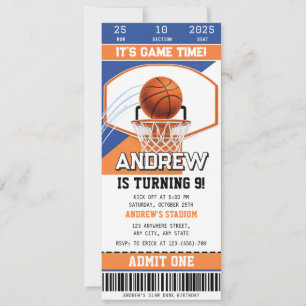 Convite Ingresso Pessoal de Aniversário Courtside de Basqu