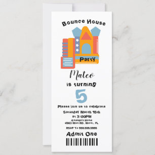 Convite Ingressos de Aniversário em Casa de Bounce Fofo Es
