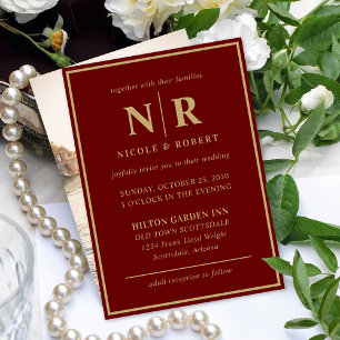 Convite Iniciais De Monograma E De Casamento Elegante