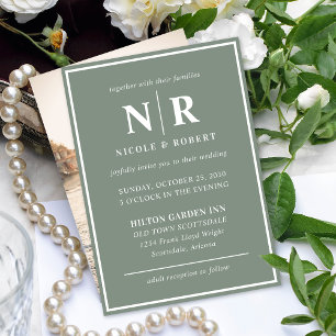 Convite Iniciais De Monograma E De Casamento Elegante