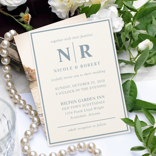 Convite Iniciais De Monograma E De Casamento Elegante (Criador carregado)