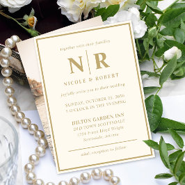 Convite Iniciais De Monograma E De Casamento Elegante