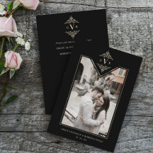 Iniciais de Ouro Chic Flourish, sofisticado, preto