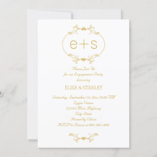 Convite Iniciais em uma festa de noivado de casamento de q