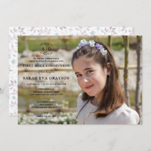 Convite Iniciais Wreathon - Primeira Comunhão Escura