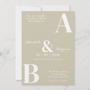 Convite Inicial De Casamento Do Taupe Elegante Mod