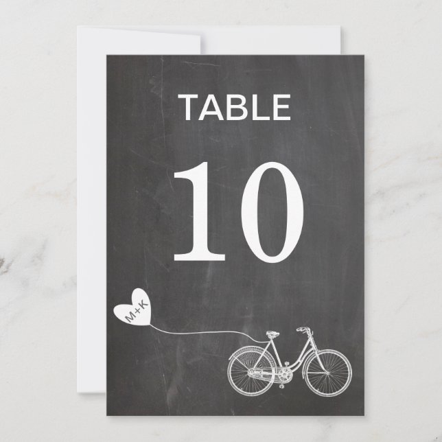 Convite Inicial do número da mesa de bicicleta romântica n (Frente)