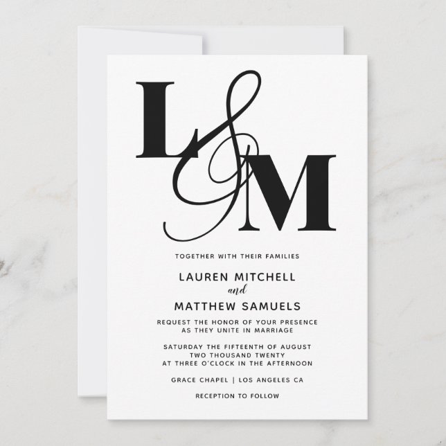 Convite inicial minimalista de casamento (Frente)