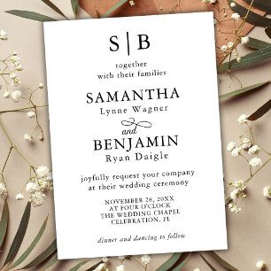 Convite Inicial Monograma Clássico Casamento Elegante