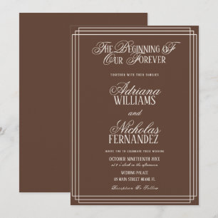 Convite Início Marrom do Nosso Casamento Eterno Atemporal