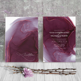 Convite Ink Flow Wedding Burgundy ID762