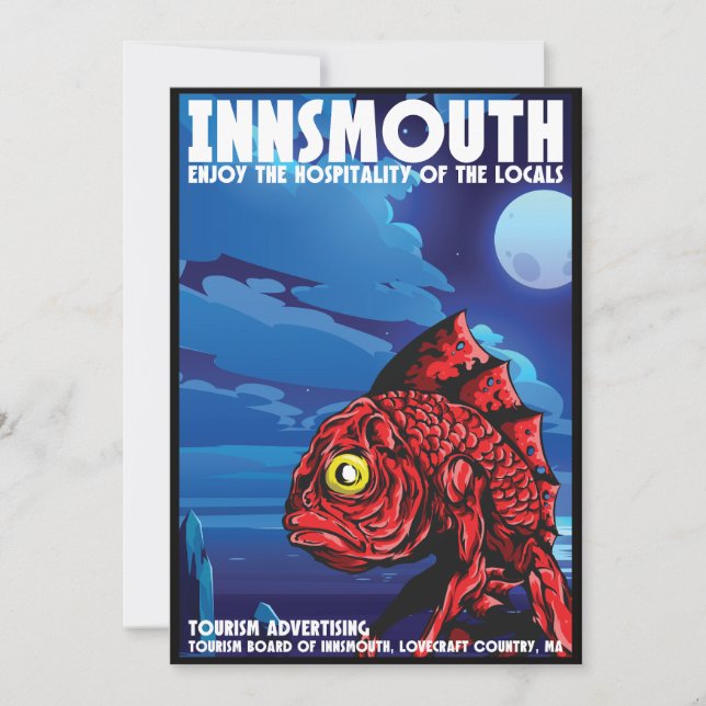 Convite Innsmouth Viagens vintage Lovecraft (Frente)
