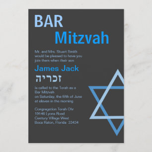 Convite Inovação Mitzvah de Bar moderno com H - Personaliz