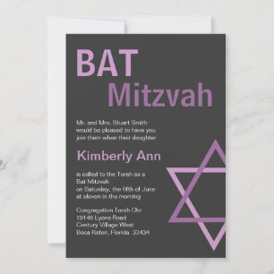 Convite Inovação Moderna do Bat Mitzvah - Cinza Escura e