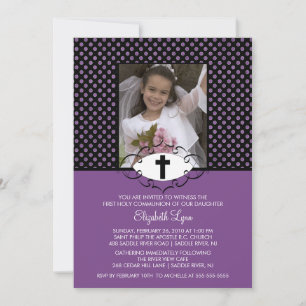 Convite Inquérito à Primeira Comunhão das Bolinhas Roxa