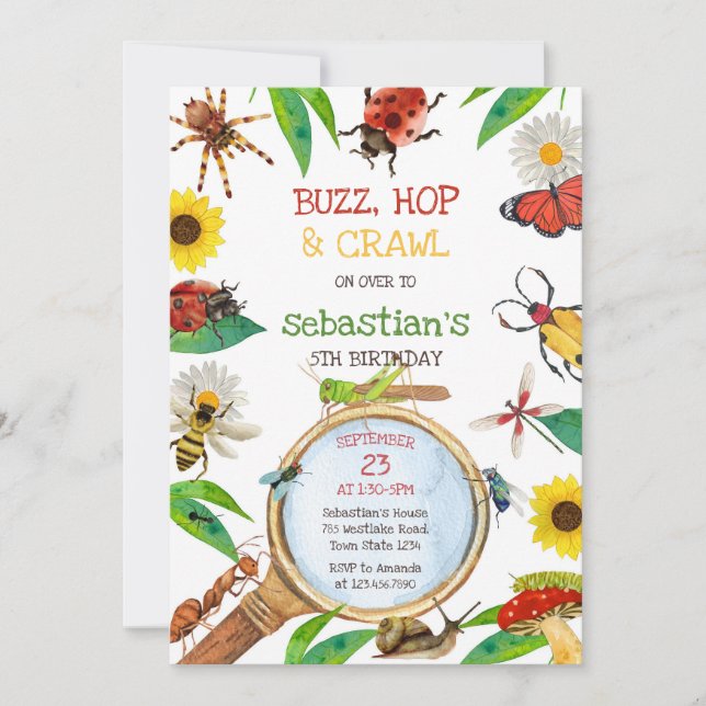 Convite Insect Bug Party Birthday Invitation (Frente)