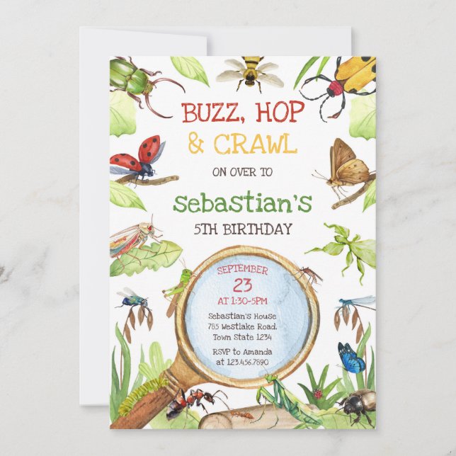 Convite Insect Bug Party Birthday Invitation (Frente)