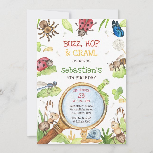 Convite Insect Bug Party Birthday Invitation (Frente)