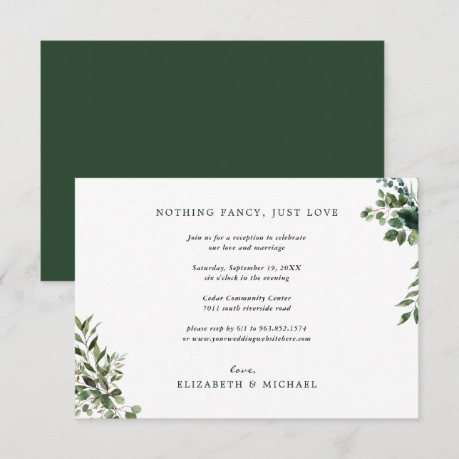 Convite Inserção apenas para Recepção de Casamento com Ver (Frente/Verso)