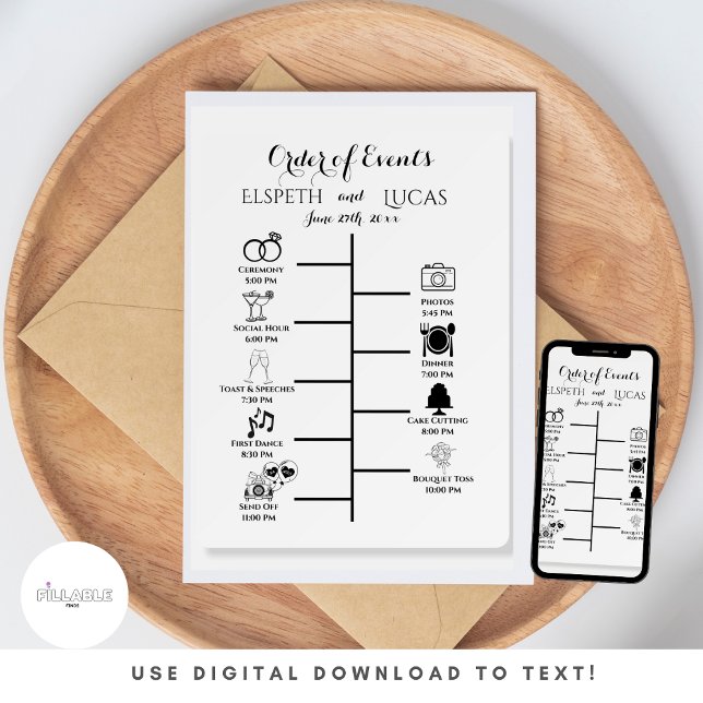 Convite Inserção da Linha do Tempo de Casamento Minimalist (Criador carregado)