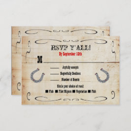 Convite Inserção da placa de gabinete RSVP de cowboy ocide