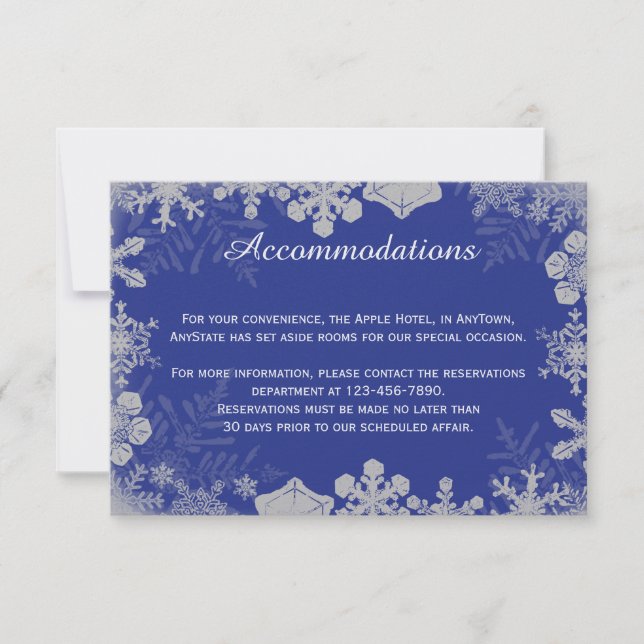 Convite Inserção de Casamento de Flocos de Neve Azul e Pra (Frente)