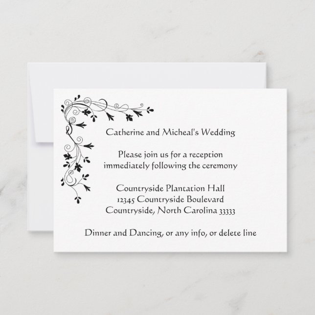 Convite Inserção de Local de Recepção de Casamento Floral  (Frente)