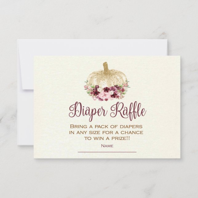 Convite Inserção de Raffle na Fralda Dourada de Pumpkin Bo (Frente)