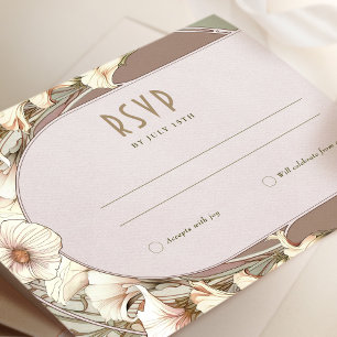 Convite Inserção de RSVP de Casamento Art Nouveau Vintage