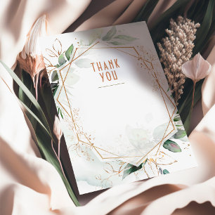 Convite Inserto de Casamento Agradecimento Verde e Dourado