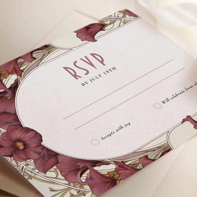 Convite Inserto de RSVP de Casamento Calla Lily Art Nouvea (Criador carregado)